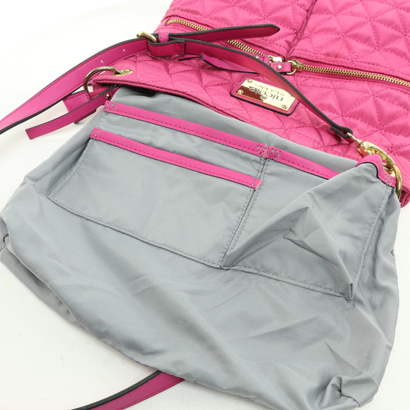 Nicole Miller Quilted Shoulder Purse Crossbody Bag Women 11x11x2 Pink/Gold - Picture 10 of 14